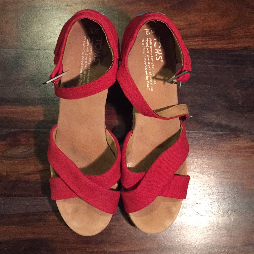 Toms platform Wedge Sandals size 10